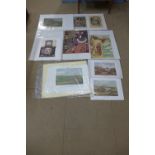 Assorted unframed prints, including equestrian, advertising and portraits, etc.