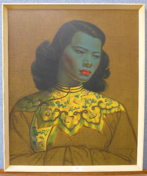 A Vladimir Tretchikoff print, The Green Lady, 60 x 50cms,