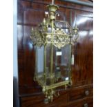 A French style gilt metal hanging lantern