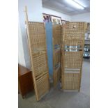 Two oak folding dressing screens