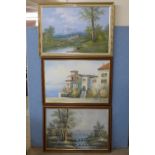 Three oil paintings,