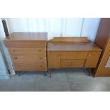 A Lebus teak three piece bedroom suite and a pair of teak bedside tables