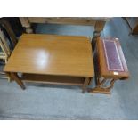 A yew wood occasional table and a Legate teak drop-leaf coffee table