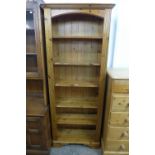 A pine open bookcase