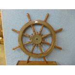 A teak ship's wheel