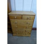 A pine chest of drawers