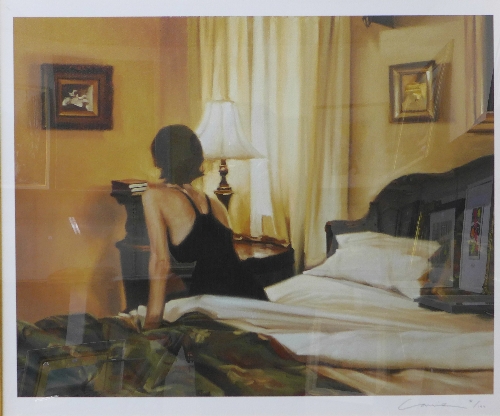 A signed Carrie Graber limited edition print on canvas, interior scene, 5/100, 67 x 80cms,