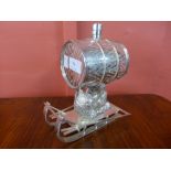 A Russian style white metal spirit flask,