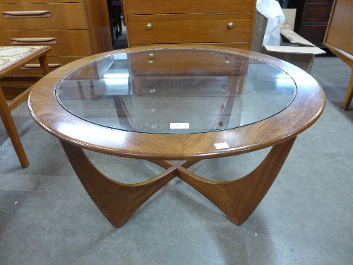 A G-Plan Astro teak and glass topped coffee table