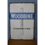 An enamelled Wills Woodbine Cigarettes advertising sign