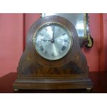 An Edward VII inlaid mahogany mantel clock