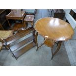 An Edward VII walnut occasional table and oak wall shelf