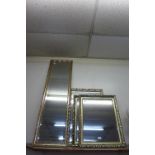 Four gilt framed mirrors