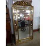 A large French style gilt framed mirror,