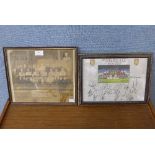 A signed Aston Villa print and a 1925 Sheffield United print