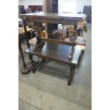 Two oak draw-leaf dining tables