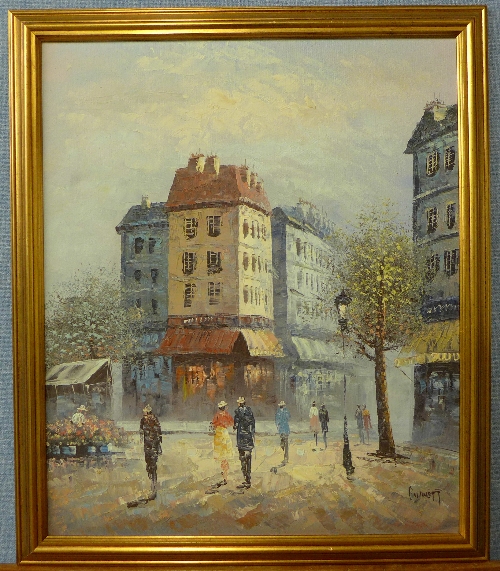 * Burnett, pair of Parisian scenes, oil on canvas, - Image 2 of 2