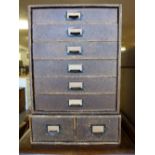 A six drawer table top collectors chest and a small two drawer chest