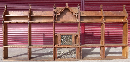 A Victorian Gothic Revival architectural oak open bookcase