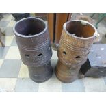 Two Victorian salt glazed chimney pots