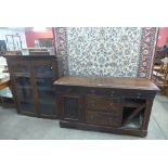 An Edward VII carved walnut sideboard and a Victorian mahogany bookcase top