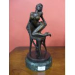 A French style bronze figure of a female nude,