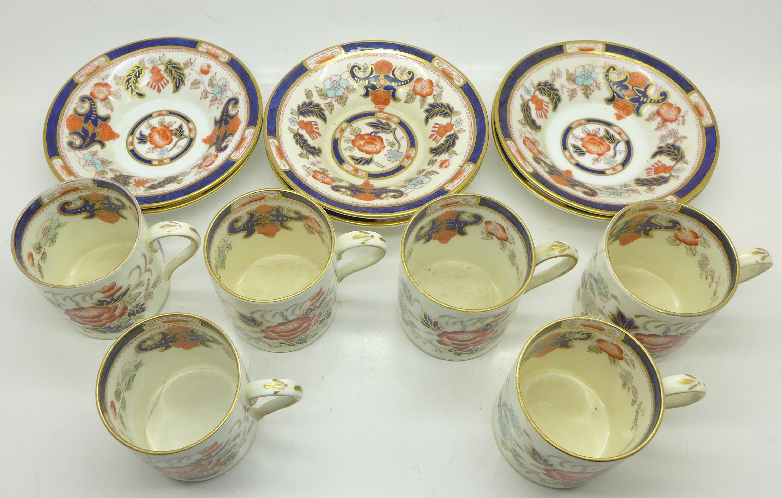 Six Crown Staffordshire coffee cans and saucers, - Image 2 of 2