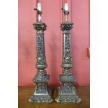 A pair of French style gilt metal table lamps