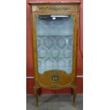 A French Louis XV style kingwood, ormolu mounted and marble topped vitrine by Paul Sormani,