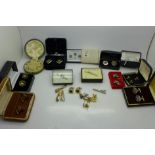 Cufflinks and tie-pins including Stratton