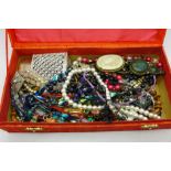 Costume jewellery, etc., total weight with box 1.