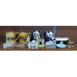 Twelve pieces of assorted Wade china and one unmarked Panda, Wade includes Ford Model-T dish,