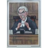 A set of Ralph Sallon caricature prints of judges,