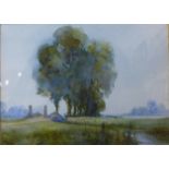 Edgar Woollatt, rural landscape, watercolour, 14 x 19cms,