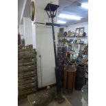 A cast steel street lamp