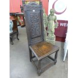 A 17th Century style Scottish carved oak side chair