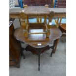 An Edward VII walnut occasional table and a beech stool