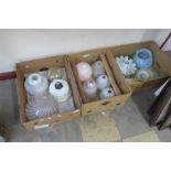 Three boxes of assorted lamp shades