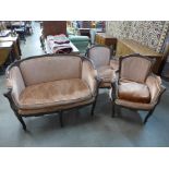 A 19th Century French carved walnut and upholstered three piece suite