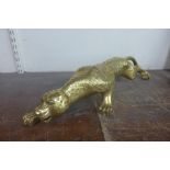 A bronze crouching leopard