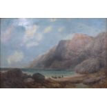 English School, coastal landscape, oil on canvas, indistinctly signed, 40 x 60cms,