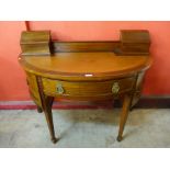 An Edward VII Hepplewhite Revival mahogany demi-lune writing table