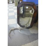 An oak octagonal mirror, pine mirror,