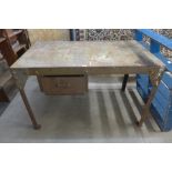 An industrial steel workbench