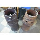 Two Victorian salt glazed chimney pots