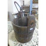 A wooden bucket