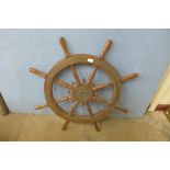 A teak ship's wheel