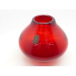 A Whitefriars vase by Geoffrey Baxter in ruby, 12.