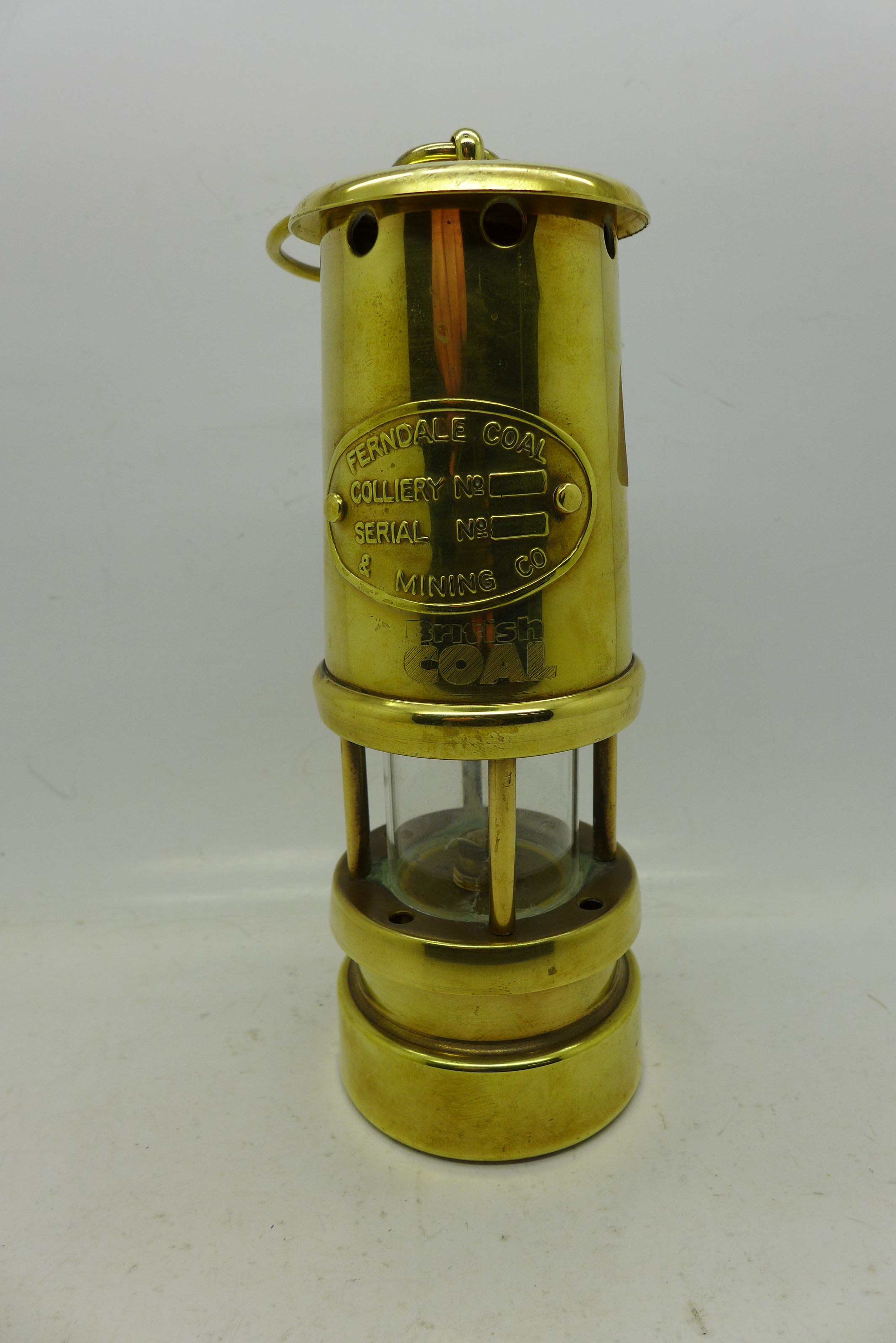 A brass miner's lamp, British Coal,