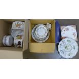 A Royal Worcester Lavinia fruit set with eight dishes, a large dish and cream jug,